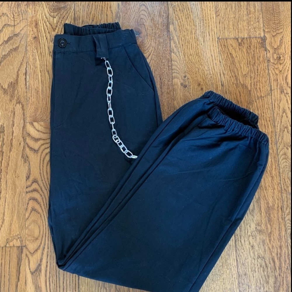 𝅺Gothic‎ Black Highwaist Chain Pants
